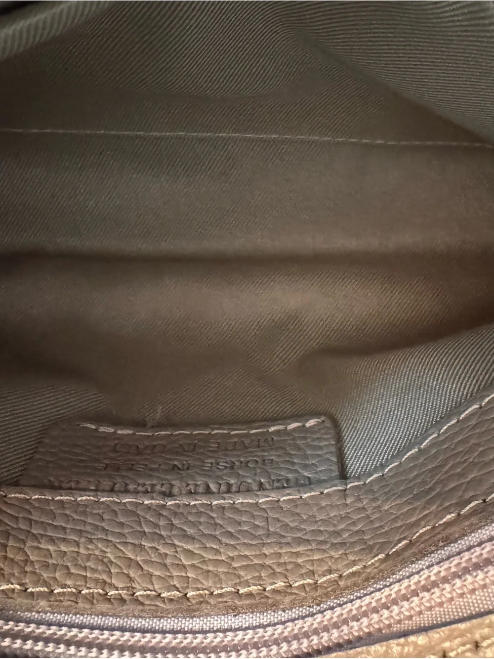 Genuine Leather Taupe Pebbled Leather Wristlet Clutch Handbag Made in Italy